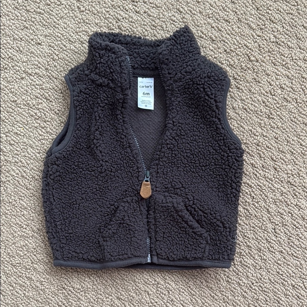 Carter's Black Fleece Vest High Collar Zip Front